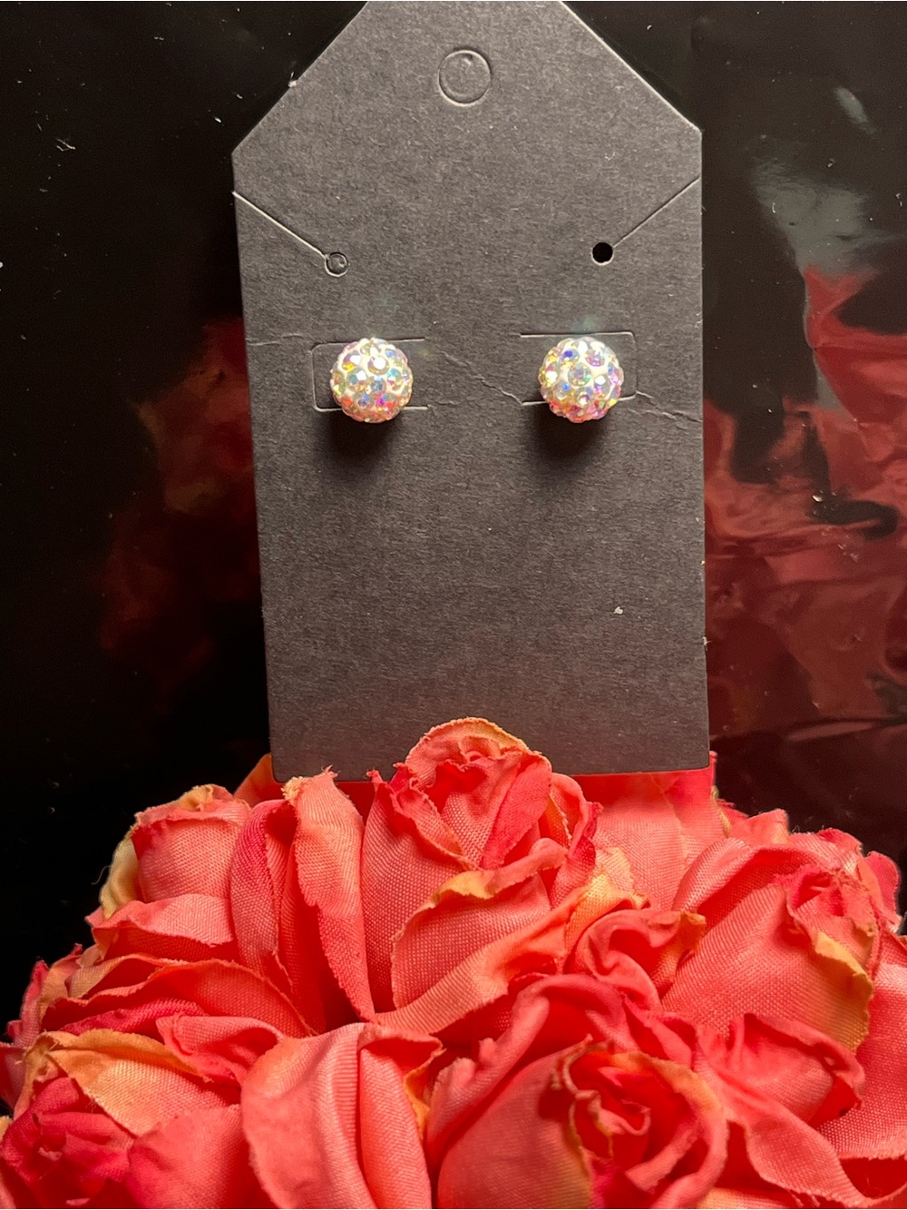 14k gold Sparkling Iridescent Ball Stud Earrings - Women Jewelry